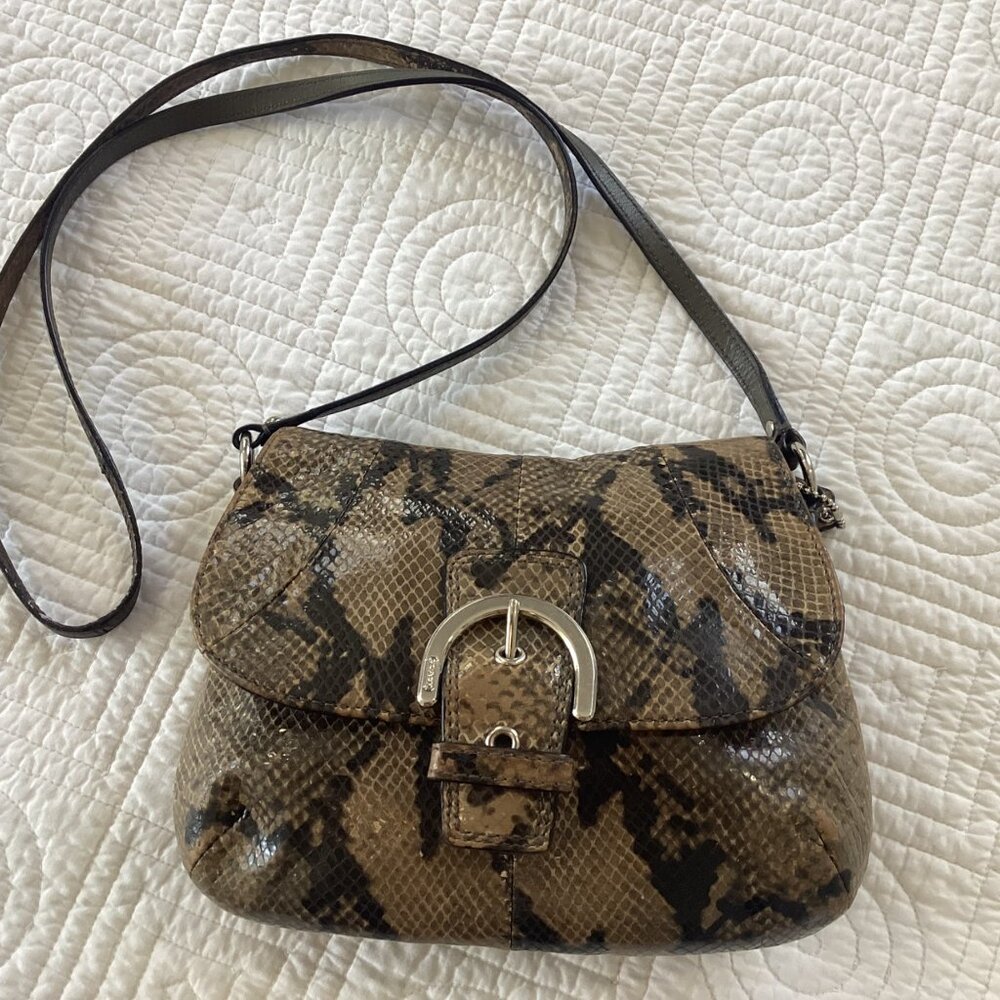 Vintage Coach Soho Snake Python Reptile Pattern Leather Crossbody Flap Bag - Picture 16 of 16